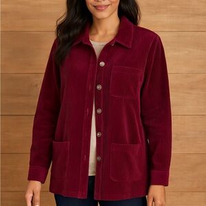 Appleseed's Rich Burgundy Shacket Blazer Button Down Corduroy Size M  Retro Vibe
